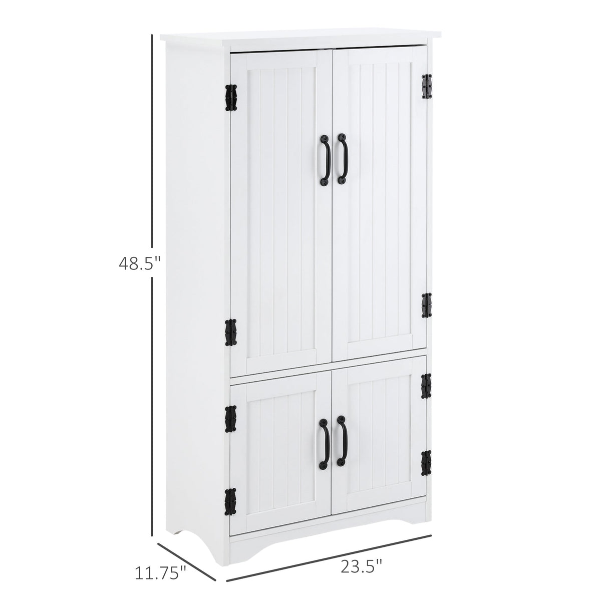 Accent Floor Storage Cabinet Kitchen Pantry with Adjustable Shelves and 2 Lower Doors, White
