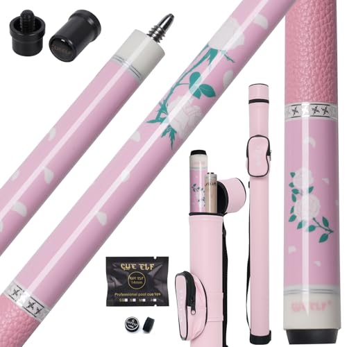 CUEELF Pink Pool Cue Stick 58inches Canadian Maple Billiard Cue Sticks Professional Pool Stick Gifts for Women and Ladies - color: Pink, size: 19.5 oz