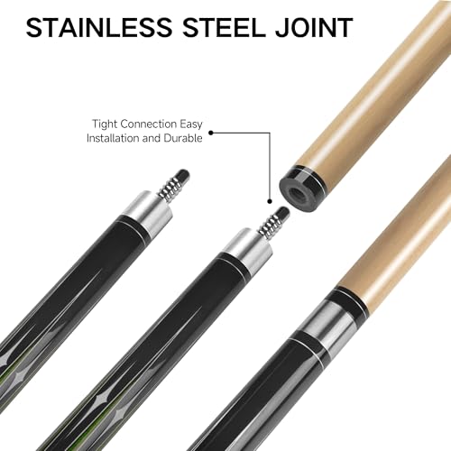 HomeSeason Pool Cue Stick 58" Billiard Cue Sticks 3D Printed Grip Professional Low Deflection Pool Sticks Maple Wood Pool Sticks 13mm Tip - color: 18oz with bag