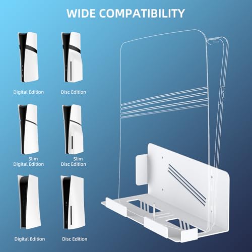 Multifunctional Space Efficient Wall Mount Shelf Bracket Stand Suitable for Consoles Includes Accessory Storage Multifunctional Storage