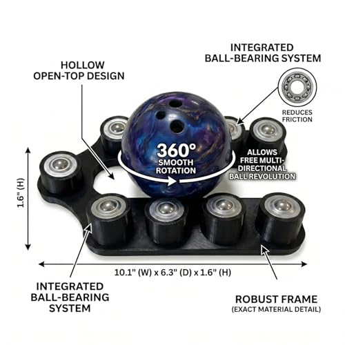 Bowling Release Trainer Tool, 360° Smooth Rotation Desktop Stand for Bowling Practice, Portable Open-Top Bowling Ball Accessories - color: Black rectangle