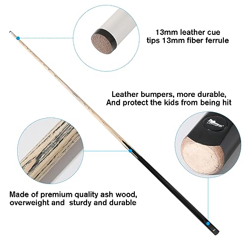 HMQQ 58" One Piece Pool Cue Stick with 13MM Leather Tip, Weight 20OZ Billiards Cue Stick, Pool Stick Set of 4/ Set of 6/ Set of 8 (Black&Natural Wood Color) - style: BLACK SET OF 4