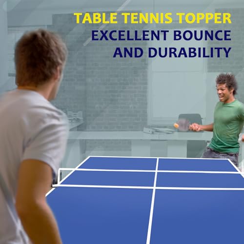 Ping Pong Table Topper for Pool Table, Foldable Ping Pong Table Top with Net Set, Portable Table Tennis Conversion Top Includes Foam Padding for Protection, Easy Conversion - color: 7 ft-Blue
