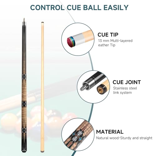 HomeSeason Pool Cue Stick 58" Billiard Cue Sticks Professional Low Deflection Pool Sticks - color: 19oz with bag