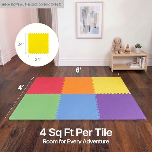 FlooringInc Baby Play Mat for Floor, Extra Large 2'x2' Foam Floor Tiles for Kids, Soft Interlocking Puzzle Mat, 1/2 Inch Thick, Non-Toxic EVA (Rainbow, 30 Tile Pack, 120 Sq Ft) - size: 30 Tile Pack