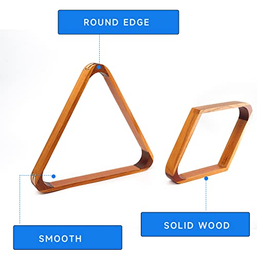 GSE Games & Sports Expert 8-Ball Triangle & 9-Ball Diamond Pool Ball Racks with 2-1/4" Standard Pool Balls, Billiard Balls and Racks Set, Pool Table Accessories (Several Colors Available) - color: Dark Marble Style Balls, style: Oak Racks