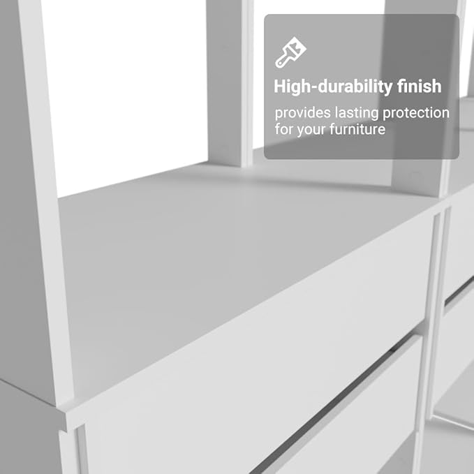 Madesa Garage Storage Rack with 6 Drawers and Hanging Spaces 82" L Multiuse Modular Organization Cabinet for Tools (WHITE)