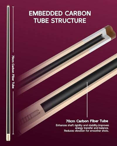 KONLLEN Maple Pool Cue Stick for Adults - Features Low Deflection Shaft, Titanium Alloy 3/8x8 Joint, and 12mm Tip - color: K-02Wmaple