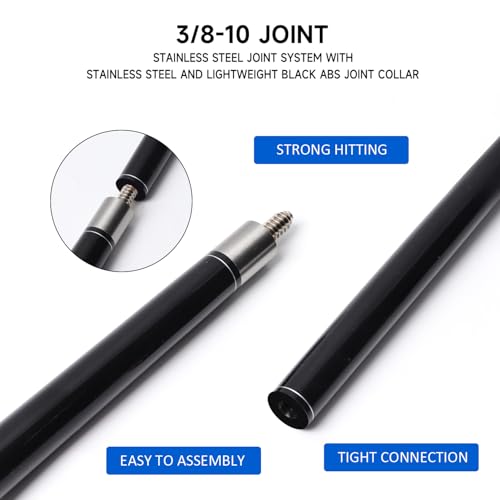 GSE Games & Sports Expert 58" 2-Piece Fiberglass Graphite Composite Billiard Pool Cue Sticks (Several Colors Available, Weight from 18oz, 19oz, 20oz, 21oz) - color: Black, style: 20oz