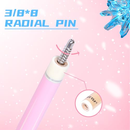 CUEELF Pink Pool Cue Stick 58inches Canadian Maple Billiard Cue Sticks Professional Pool Stick Gifts for Women and Ladies - color: Pink+Blue, size: 21 oz