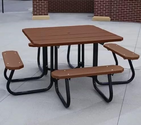 Do It Tennis Frog Furnishing Square Outdoor Picnic Table - color: Brown, size: 4' ADA