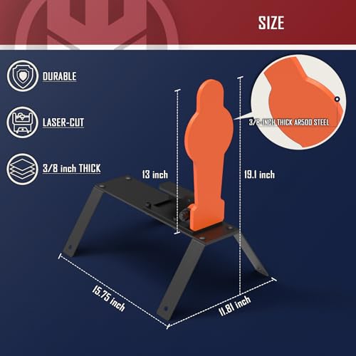 KNINE OUTDOORS 3/8'' AR500 Auto Reset Target, Steel Target for Shooting Range, Suitable for Pistol, Rifle, Handgun, Shotgun, Rimfire - style: Silhouette