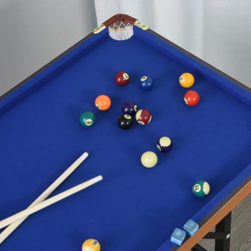 Compact Folding Pool Table for Home Game Room – Portable Billiards Table with Felt Surface, Full Accessory Set Including Cues, Balls, Rack and Chalk