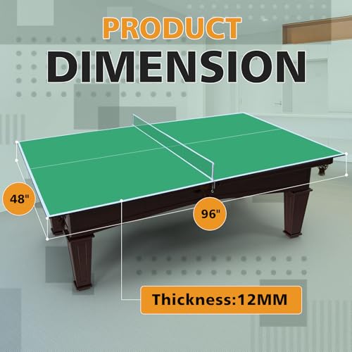 8ft Green Mid Size Ping Pong Conversion Top Foldable Portable Table Tennis Table Top for Indoor Games