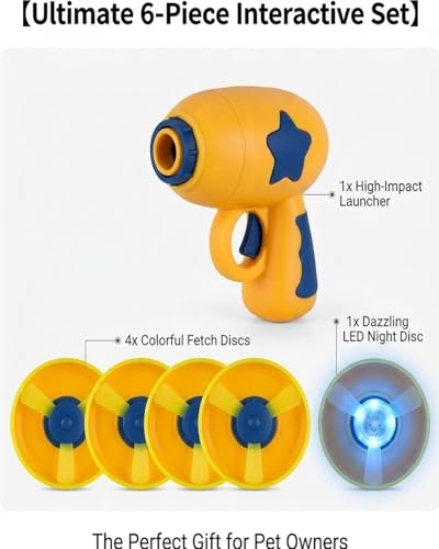 Bamboo Dragonfly Catapult Pistol, Bamboo Dragonfly Catapult Launcher, Flying Disc Launcher Toy with LED Glow, Interactive Play for Cats & Outdoor Fun, Exercise & Night Activity (Yellow) - color: Yellow