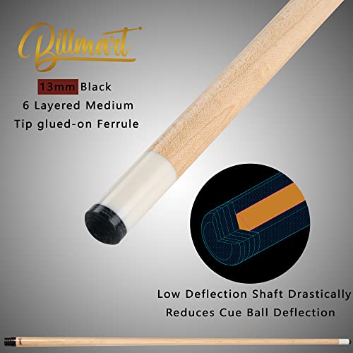 Billmart Pool Cue Stick, Low Deflection Shaft Billiard Cue Sticks with Hard Case, Pool Table Sticks Queue, 19-21 oz Pool Que - color: Red, size: 20 oz