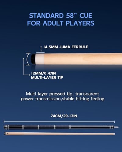 KONLLEN Maple Pool Cue Stick for Adults - Features Low Deflection Shaft, Titanium Alloy 3/8x8 Joint, and 12mm Tip - color: YG1-set