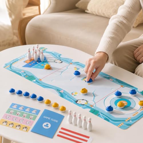 predolo Board Game, Shuffleboard Mat 80x30cm, Portable 2-in-1 Desktop Game for Kids & Adults with 8 Rolling Discs - style: 5-in-1 High-End Version