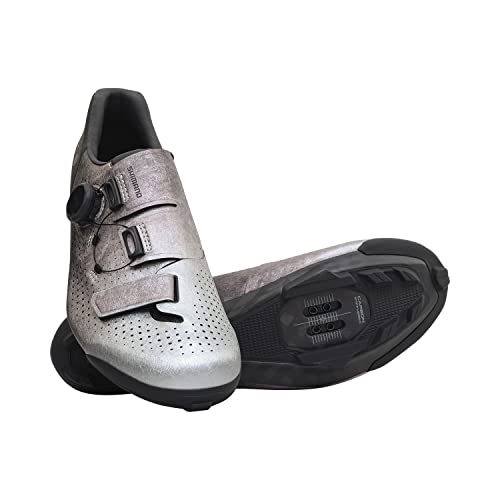 SHIMANO SH-RX801 Men’s Ultralight High Performance Gravel Racing Shoe - color: Silver, size: 10-10.5