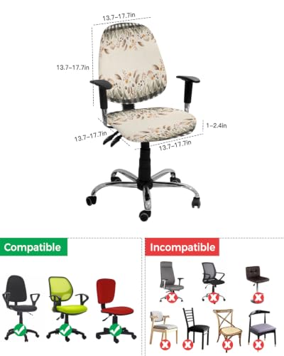 Savannan Office Chair Cover, Vintage Autumn Wildflower Protective Stretch Elastic Universal Cover for Desk Task Chair,Computer Rotating Chair 1 Pcs Geometric Black Plaid