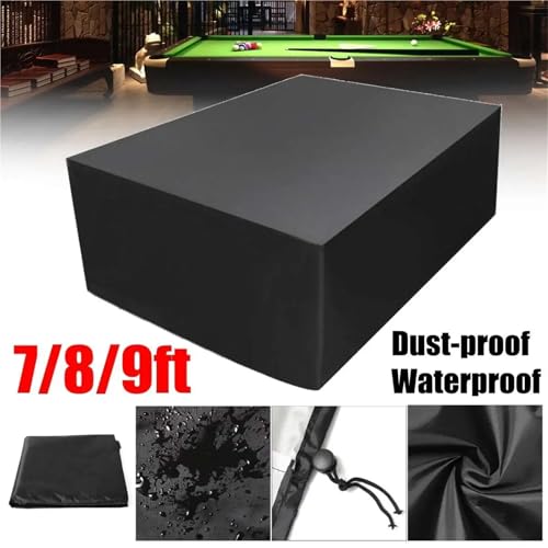 1pc 7ft 8ft 9ft Billiard Table Cover Waterproof Dustproof Resistant Snooker Protector With Locking rope(Black,260x135x82cm) - color: Black, size: 260x135x82cm