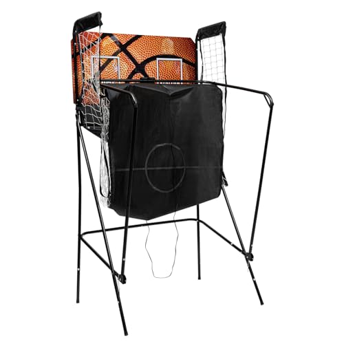 Electronic Basketball Arcade Game Shot Dual Shot Foldable Basketball Machine Indoor Basketball Hoop Arcade with Digital Scoring and Timer 5 Balls and 2 Nets for Teen & Adults Home
