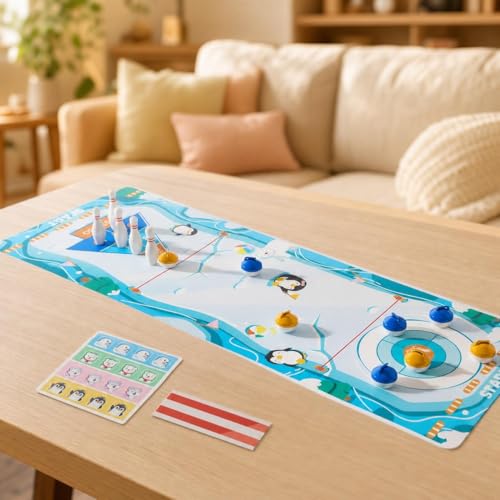 predolo Board Game, Shuffleboard Mat 80x30cm, Portable 2-in-1 Desktop Game for Kids & Adults with 8 Rolling Discs - style: 5-in-1 High-End Version