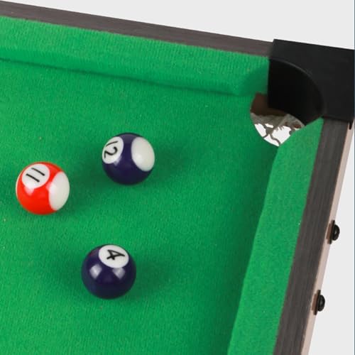 harayaa Mini Tabletop Pool Set Billiard Game Portable Compact Pool Table Game Balls Triangle Rack Pool Cues with Wooden Body Suitable for Home Office Play
