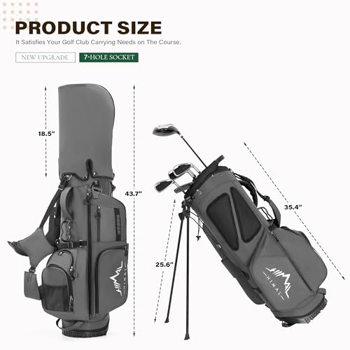 uniHimal Lightweight 7-Way Golf Stand Bag for Men & Women | Carry Bag, Multiple Pockets, Dual Straps - color: gray