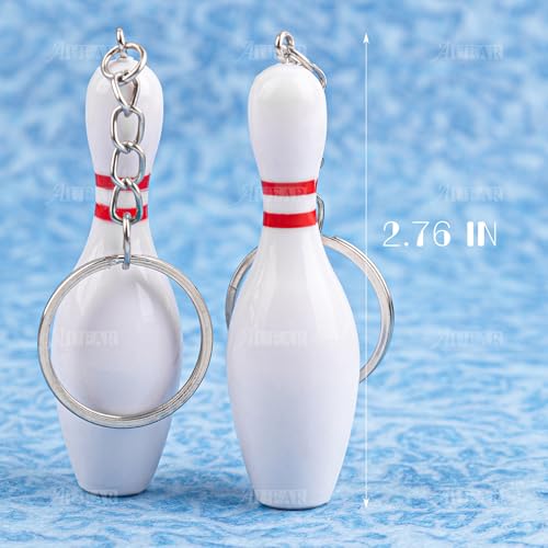 AUEAR, Bowling Pin Keychain Sport Keychain for Backpack DIY Craft Accesories - size: 18 Pack