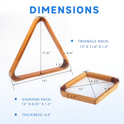 GSE Games & Sports Expert 8-Ball Triangle & 9-Ball Diamond Pool Ball Racks with 2-1/4" Standard Pool Balls, Billiard Balls and Racks Set, Pool Table Accessories (Several Colors Available) - color: Dark Marble Style Balls, style: Oak Racks