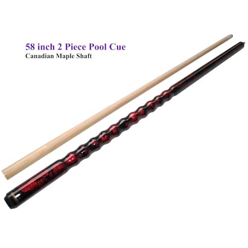 58" Pool Cue Stick,13mm 2-Piece Maple Hardwood Ergonomic Design Billiard Cues Kit,19/20/21oz - color: Wine, style: 21oz