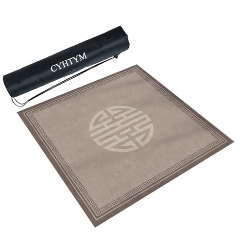 Square Mahjong Mat with Black Carrying Bag, Thick Anti Slip Tablecloth, Table Pad for Mahjong Poker and Tile Game(Light Gray,90CM/35.4") - color: Light Gray, size: 90CM/35.4"