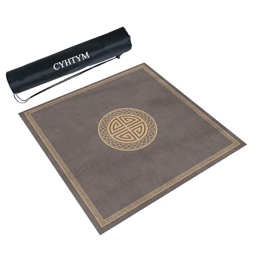 Square Mahjong Mat with Black Carrying Bag, Thick Anti Slip Tablecloth, Table Pad for Mahjong Poker and Tile Game(Gray2,60CM/23.6") - color: Gray2, size: 60CM/23.6"
