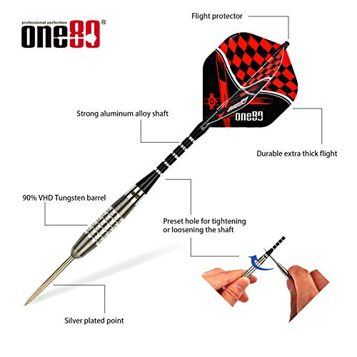 ONE80 90% VHD Steel Tip Tungsten Dart, Professional Barrel Style with Extra Flights, Shafts and Sharpener Gift Box Packaging - style: G-20g