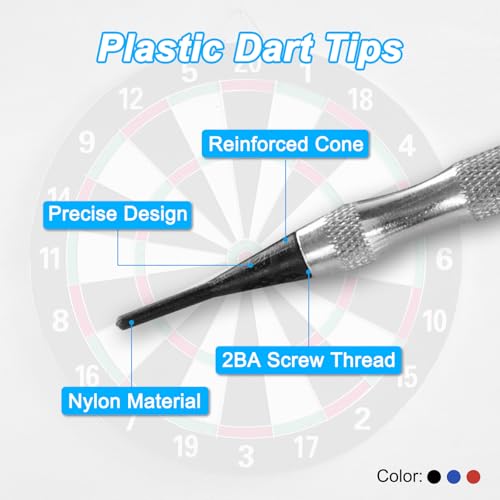 Plastic Dart Tips 2BA Thread, 30 Pack Soft Tip Dart Points Replacement Dart Accessories, Blue
