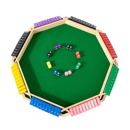 Shut The Box Game Wooden, 2-6 Players Shut The Box Dice Game, Wooden Board Table Math Game with 16 Dice, Close The Boxes Board Game Set for Classroom, Home, Party