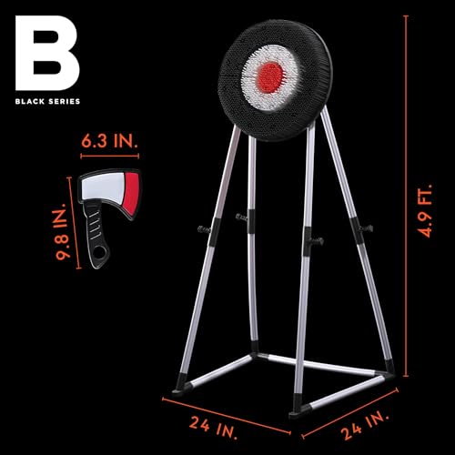 Black Series Axe Throwing Set – Indoor & Outdoor Party Game| Safe Plastic Throwing Axes| Collapsible Target| Backyard Game, Carnival Game, Beach Camping, Tailgating Essential| Fun Sports Activity Gift