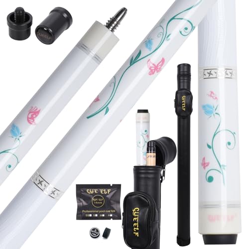 CUEELF Pink Pool Cue Stick 58inches Canadian Maple Billiard Cue Sticks Professional Pool Stick Gifts for Women and Ladies - color: White, size: 20 oz