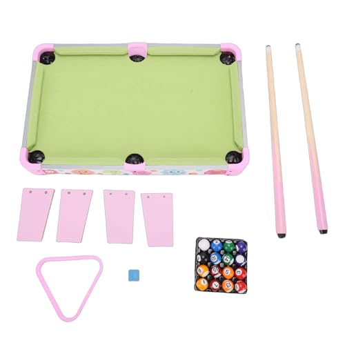 Zunate Kids Billiard Table, Portable Desktop Pool Set for Children with 16 Balls and 2 Cue Sticks in 20 Inch Composite Wood Design for Interactive Family Fun