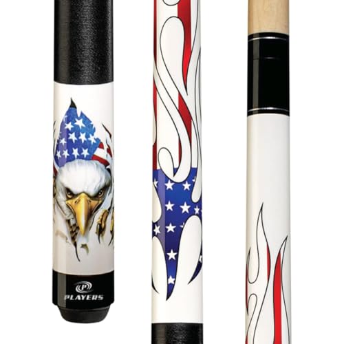 Players D-PEG Screaming Bald Eagle and American Flag Flames Cue - size: 19 Ounce