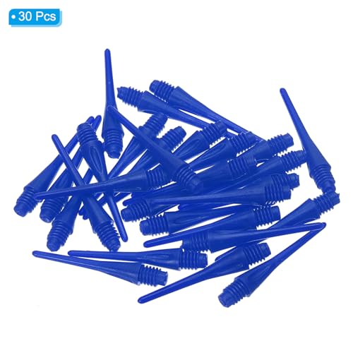 Plastic Dart Tips 2BA Thread, 30 Pack Soft Tip Dart Points Replacement Dart Accessories, Blue