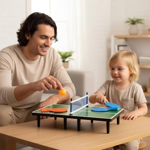 Mini Table Tennis Set Compact Mini Table Tennis Lightweight Indoor Toy for Families, Tabletop