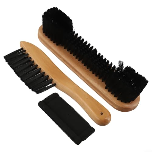 Pool Table Brush Set, Wood Bristle Cleaning Tool with Cloth, Sweeps Dust and Chalk for Billiard Table Maintenance
