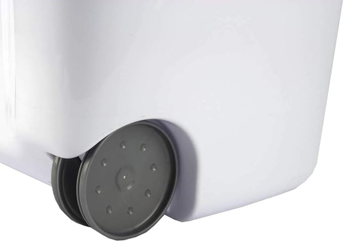 Sterilite Ultra Wheeled Laundry Hamper with Lid, Handle and Wheels for Easy Rolling of Clothes to and from The Laundry Room, Plastic, White, 1-Pack