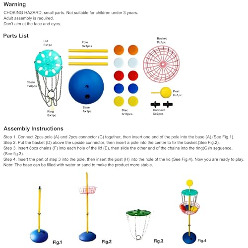 Meooeck 42 Inches Mini Disc Golf Baskets with 10 Flying Discs Golf Starter Set for Indoor Outdoor Yard and Beach Games - style: Chic Color