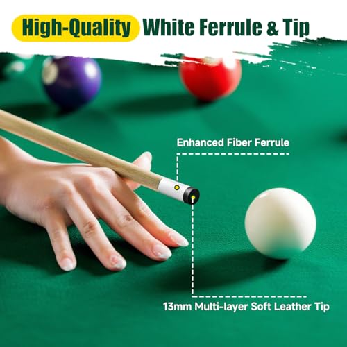 HMQQ Pool Cue Sticks – 42"/48"/58" Billiard Cues with 13mm Leather Tip – 17oz/18oz Standard or 20oz Heavy – Set of 2 or 4 – Durable 2-Piece Pool Sticks for Beginners, Adults, Home & Bar - size: 58" set of 4