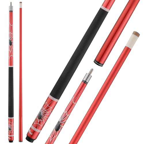 HMQQ 58" 2-Piece Fiberglass Graphite Composite Billiard Pool Cue Sticks (Several Colors Available, Weight from 19oz 21oz) - color: Red, style: 21oz