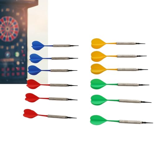 Kikumi 12 Pack Plastic Soft Tip Darts for Beginners with 100 Dart Tips for Electronic Plastic Dart Games