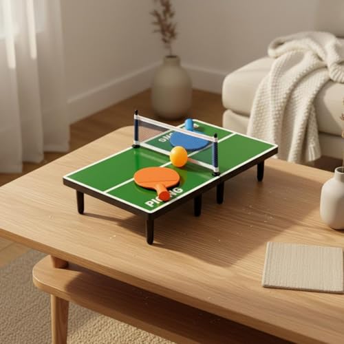 Generic Mini Table Tennis Set Social Play Mini Table Tennis Compact Indoor Toy for Tabletop